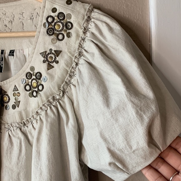 MISS ME Puffy Sleeve Cropped Jacket with Silver Sparkles - Picture 4 of 8